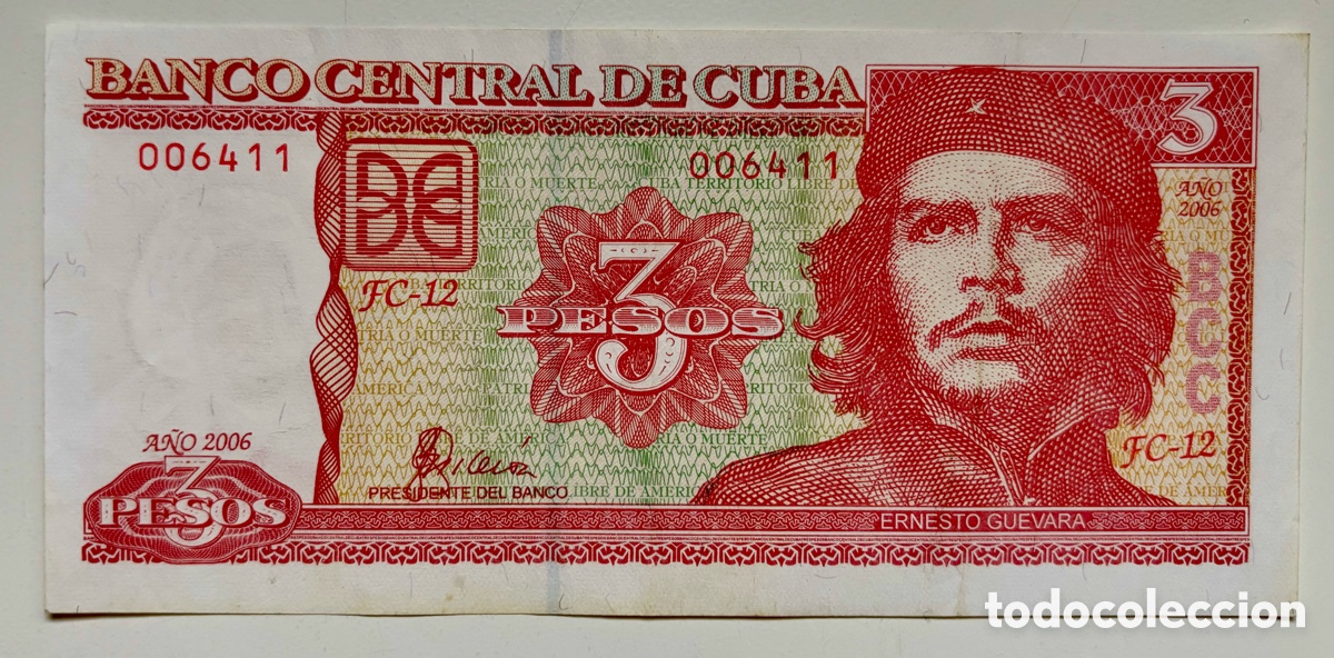 Billetes extranjeros: Billete CUBA 3 Pesos 2006. Che Guevara