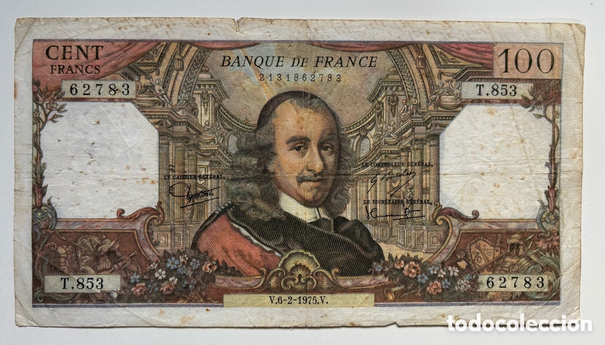 Billetes extranjeros: Billete FRANCIA 100 Francos 1975. Francs