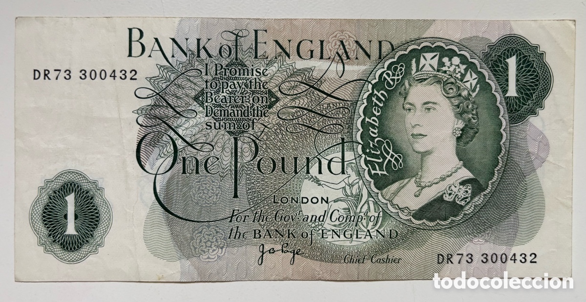 Billetes extranjeros: Billete INGLATERRA 1 Libra (1966-1977) Pound Reino Unido UK