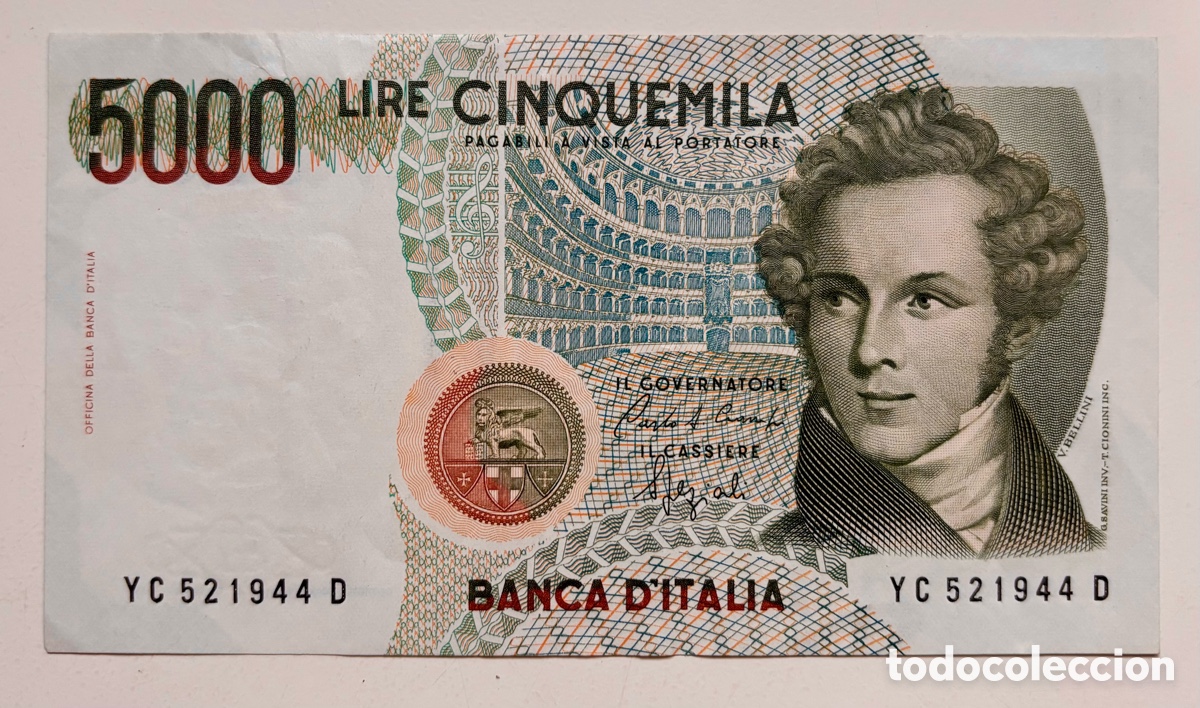 Billetes extranjeros: Billete ITALIA 5000 Lira 1985. Lire