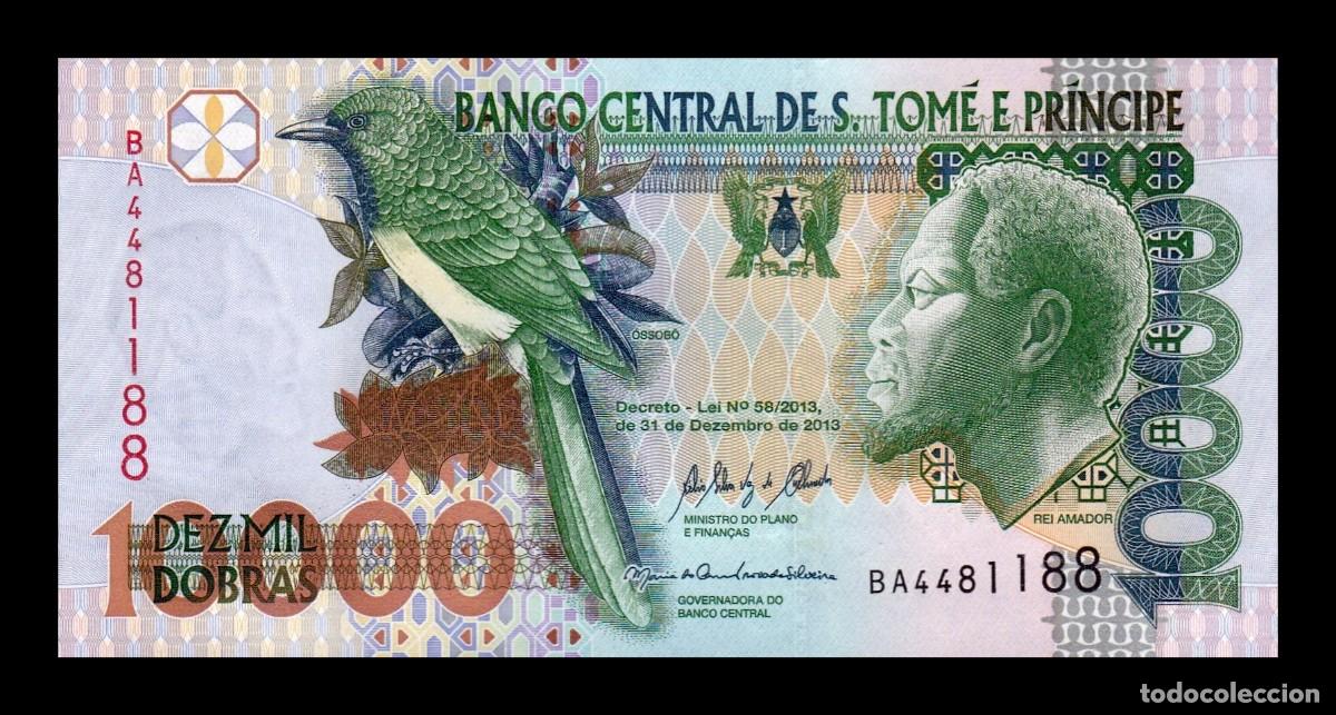 Billetes extranjeros: Santo Tom&eacute; y Pr&iacute;ncipe 10000 Dobras Rei Amador 2013 Pick 66d Sc Unc