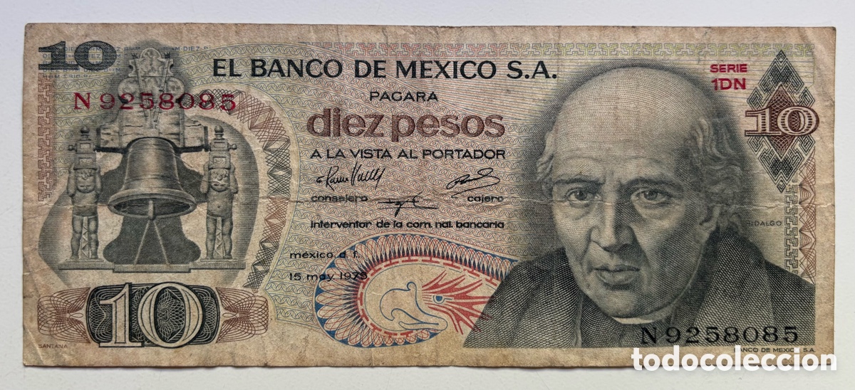 Billetes extranjeros: Billete M&Eacute;XICO 10 Pesos 1975