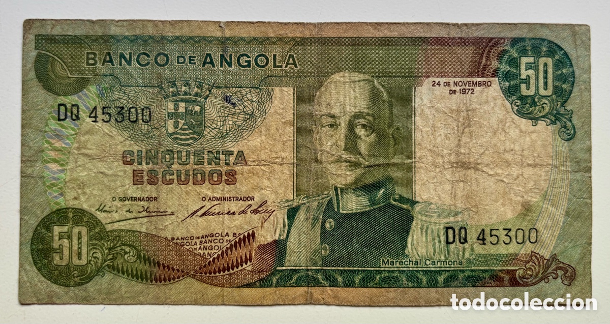 Billetes extranjeros: Billete ANGOLA 50 Escudos 1972