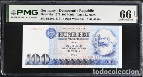 Billetes extranjeros: ALEMANIA * BILLETE 100 MARK 1975 * PMG-66 EPQ (IC-1722)
