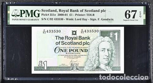 Billetes extranjeros: ESCOCIA * BILLETE 1 POUND 2000-01 * PMG-67 EPQ (IC-1723)