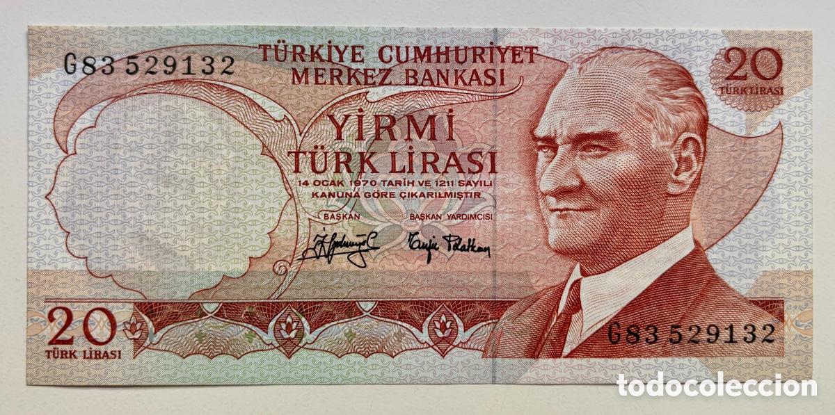 Billetes extranjeros: Billete TURQUIA 20 Lira 1970