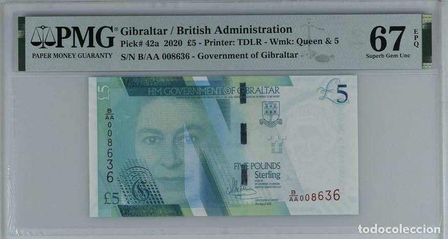 Billetes extranjeros: GIBRALTAR * BILLETE 5 POUNDS 2020 * PMG-67 EPQ (IC-1728)