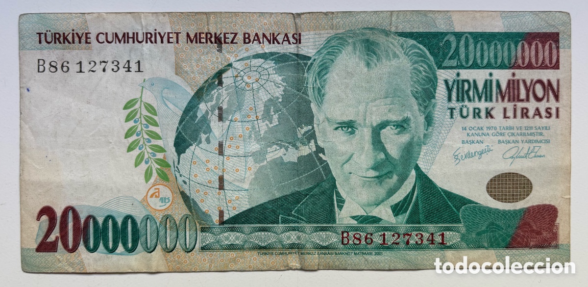 Billetes extranjeros: Billete TURQUIA 20000000 Lira 1970 (2000) 20 Millones Liras