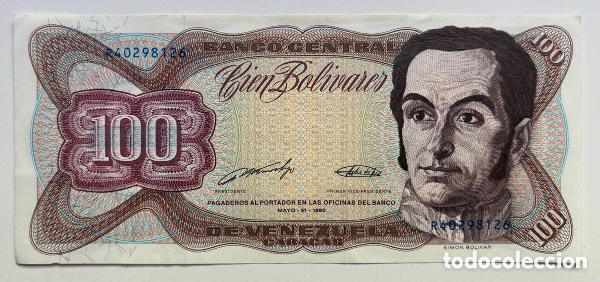 Billetes extranjeros: Billete VENEZUELA 100 Bolivares 1990