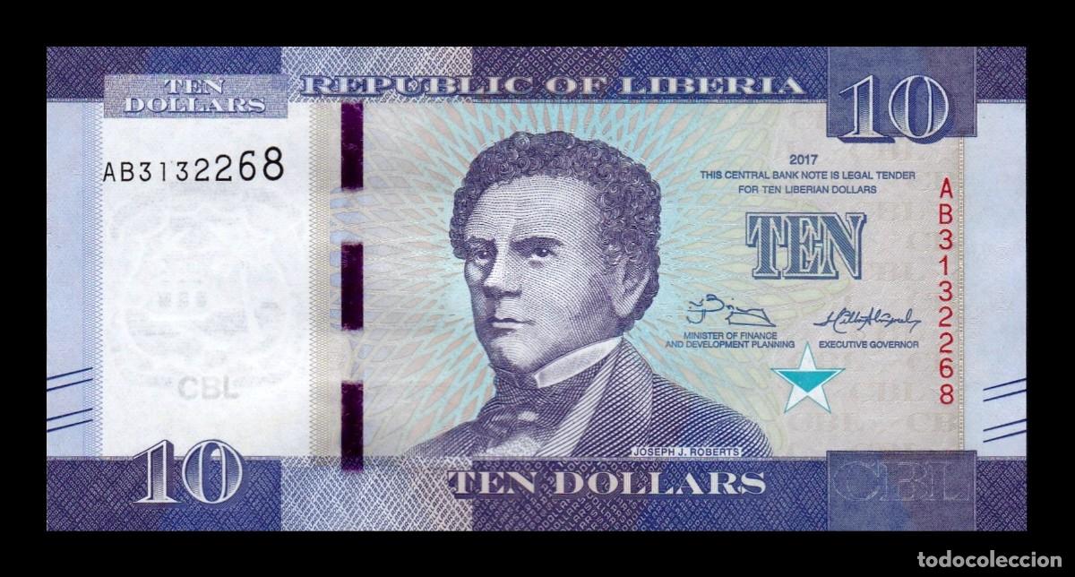 Billetes extranjeros: Liberia 10 D&oacute;lares Joseph Jenkins Roberts 2017 Pick 32b Sc Unc