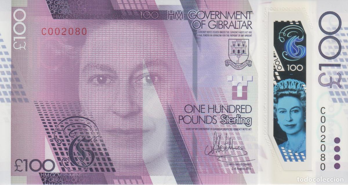 Billetes extranjeros: Gibraltar 100 pounds del 2015 Pick 40 SC/UNC