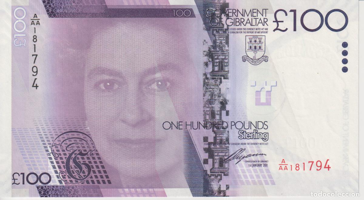 Billetes extranjeros: Gibraltar 100 pounds del 2011 Pick 39 SC/UNC