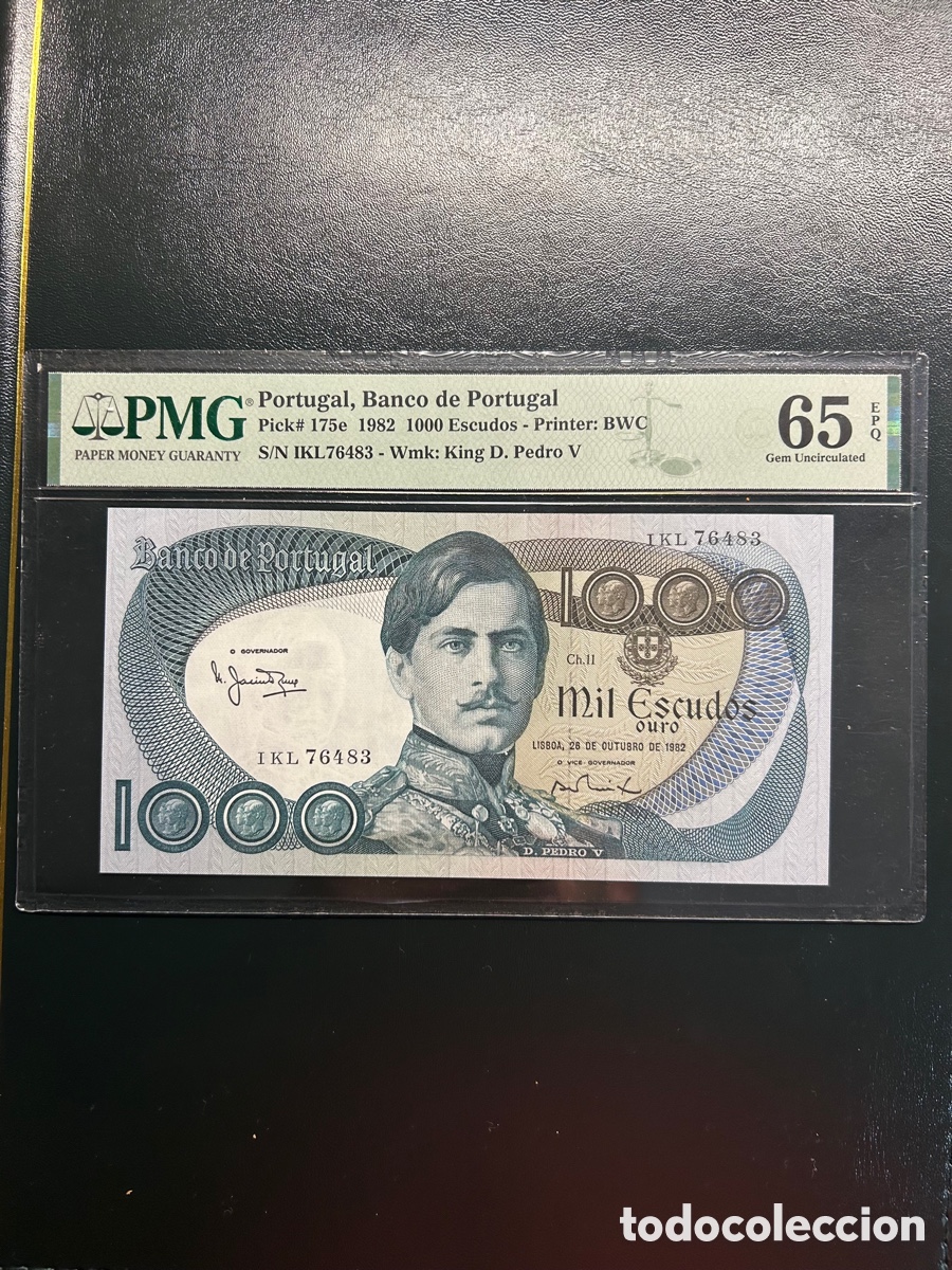 Billetes extranjeros: Portugal 1000 escudos D. Pedro V Pick 175e PMG65 Gem Uncirculated