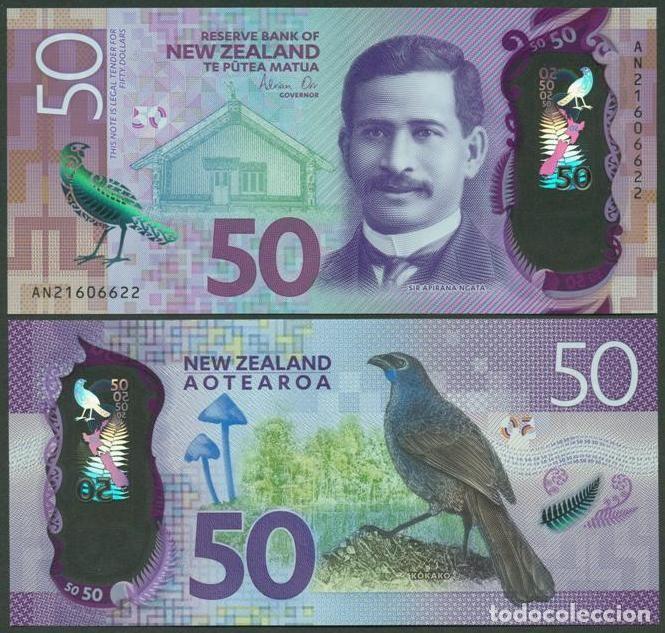 Billetes extranjeros: NUEVA ZELANDA. 50 $ 2021. S/C. Polimero. Fauna. Pajaro.