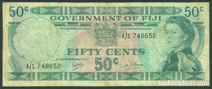 Billetes extranjeros: FIJI (FIYI). 50 cents (1971). Pick 64 b. Prefijo A/4. 1 firma.