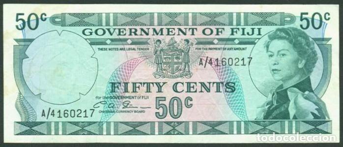 Billetes extranjeros: FIJI (FIYI). 50 cents (1971). Pick 64 b. Prefijo A/4. 1 firma.