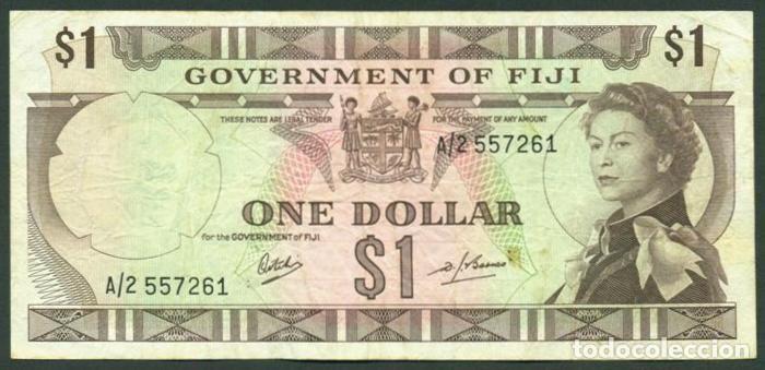 Billetes extranjeros: FIJI (FIYI). 1 $ (1969). Pick 59. Prefijo A/2. 2 firmas.