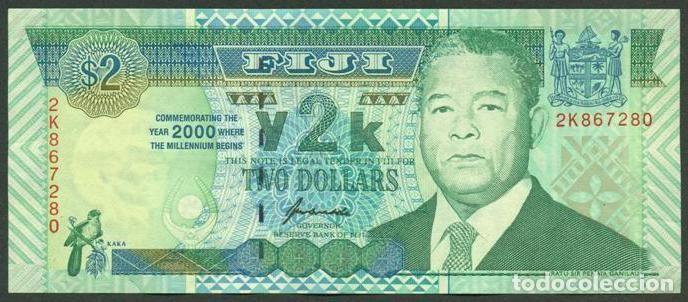Billetes extranjeros: FIJI (FIYI). Conmemorativo 2 dolares 2000. Pick 104. Millenium.