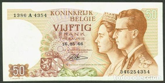 Billetes extranjeros: BELGICA. 50 francs 15.06. 1966. Pick 139. Reina de Belgica - Fabiola de Mora y Aragon.