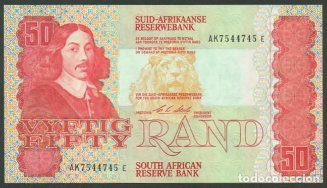 Billetes extranjeros: SUDAFRICA (Africa del Sur). 50 rand (1990). Pick 122 b. Firma 7 (mas escasa). Fauna africana.