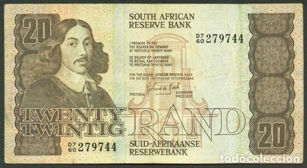 Billetes extranjeros: SUDAFRICA (Africa del Sur). 20 rand (1985-1990). Pick 121 d. Firma 6. Veleros.