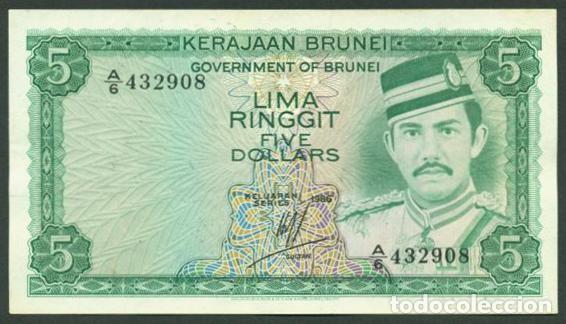 Billetes extranjeros: BRUNEI. 5 ringgit 1986. Pick 7b.