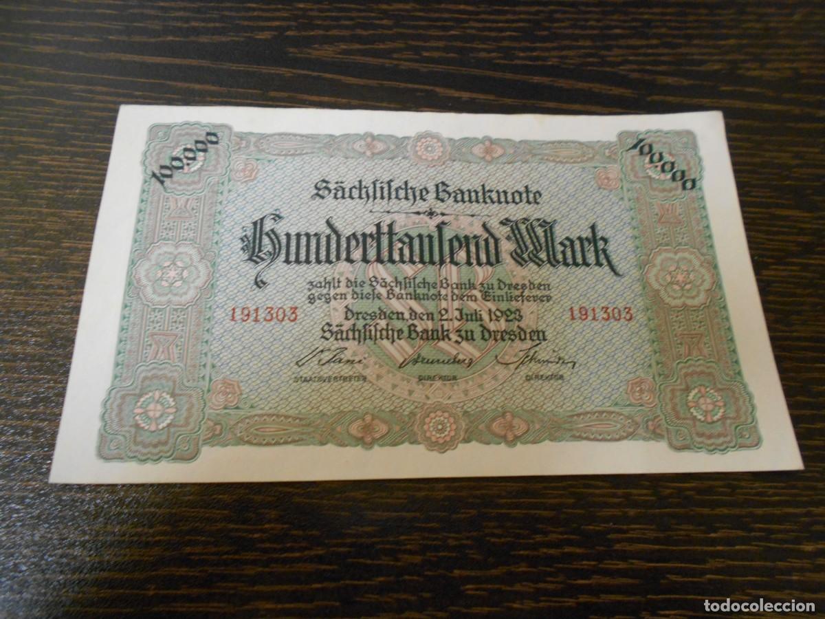Billetes extranjeros: ALEMANIA-SAJONIA-BILLETE-PICK S960-100.000 MARCOS-1923-EBC