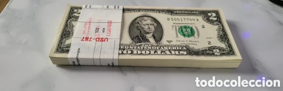 Billetes extranjeros: Pareja correlativa 2 d&oacute;lares USA 2017