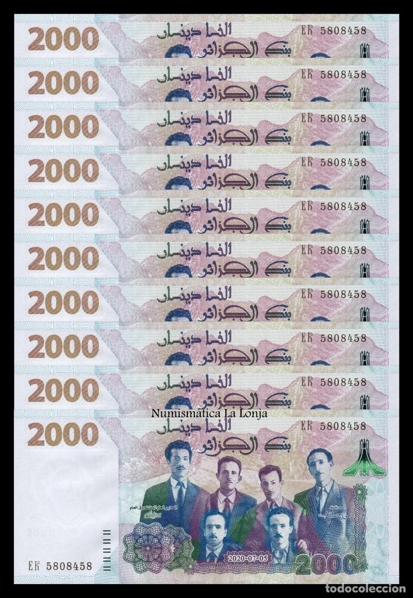 Banconote internazionali: Argelia Lote 10 Billetes 2000 Dinars Conmemorativo 2020 Pick 147 Sc Unc