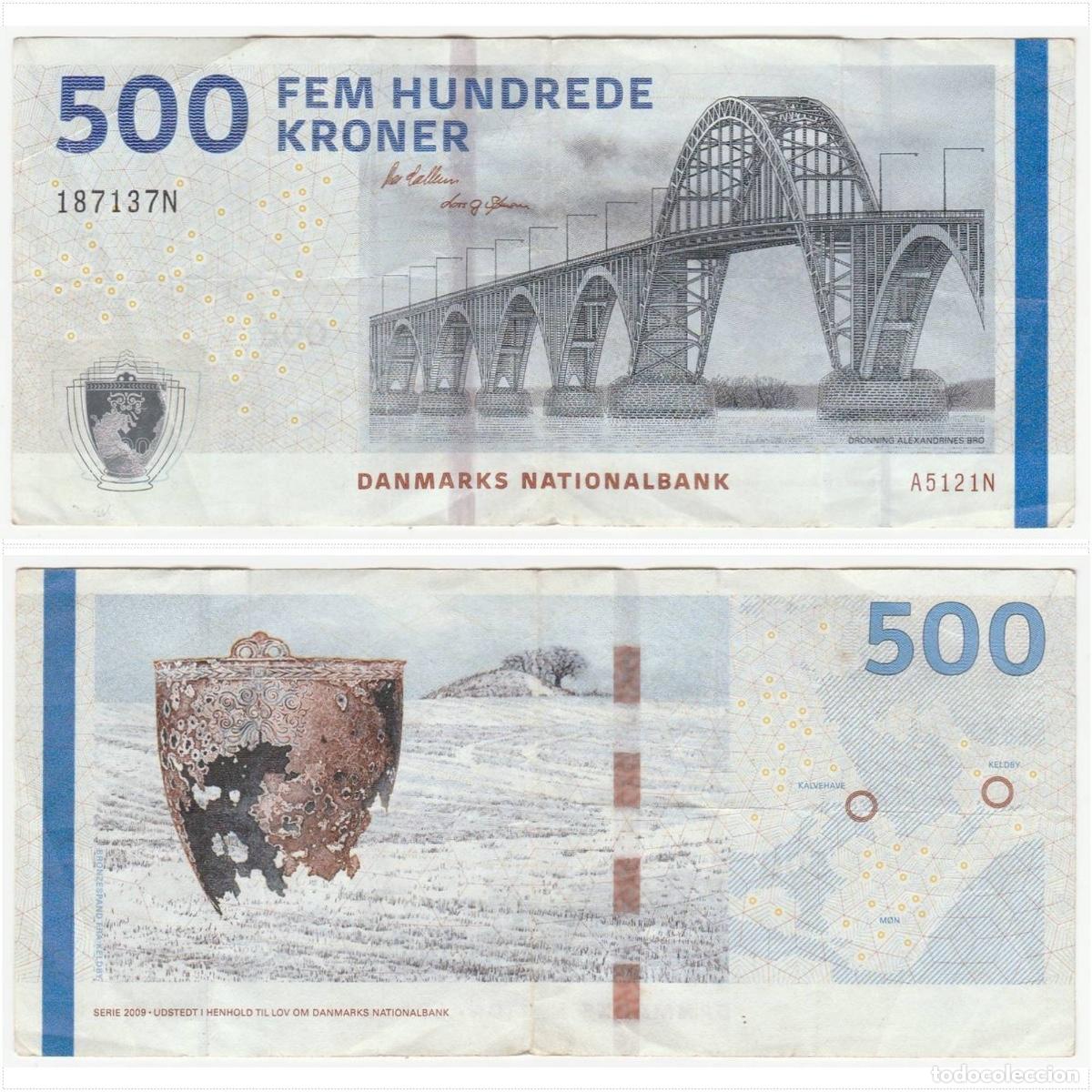 Billetes extranjeros: Dinamarca 500 Kroner 2009 n/s 187137N Circulado (el billete de la foto)