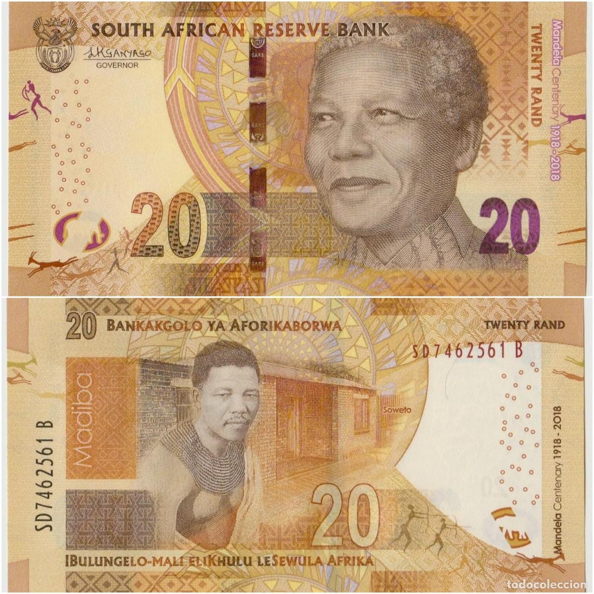 Billetes extranjeros: Sud&aacute;frica 20 Rand 2018 n/s SD7462561B Sin Circular (el billete de la foto)