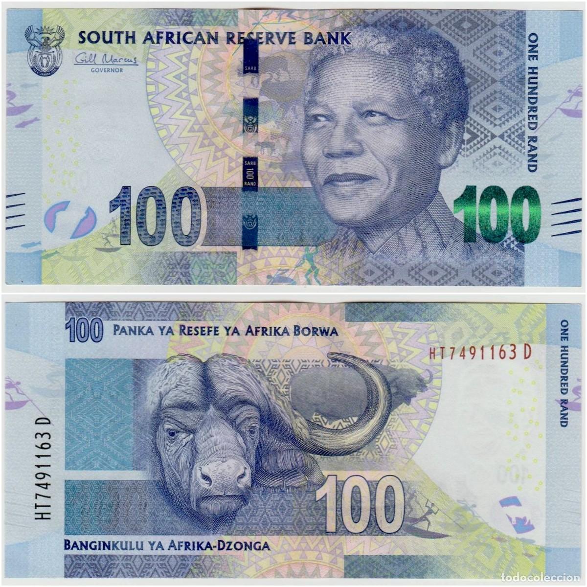 Billetes extranjeros: Sud&aacute;frica 100 Rand 2013 Pick 141a n/s HT7491163D Sin Circular (el billete de la foto)