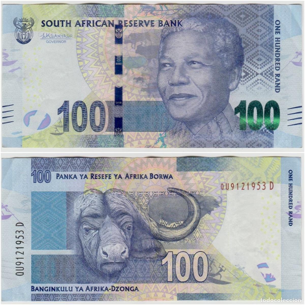 Billetes extranjeros: Sud&aacute;frica 100 Rand 2016 n/s QU9121953D Circulado (el billete de la foto)