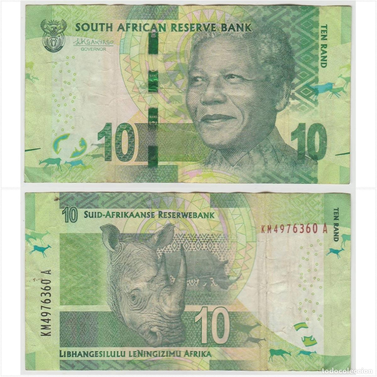 Billetes extranjeros: Sud&aacute;frica 10 Rand 2016 n/s KM4976360A Circulado (el billete de la foto)