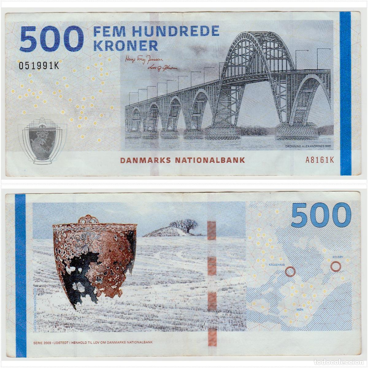 Billetes extranjeros: DINAMARCA 500 Kroner 2009 n/s 051991K Circulado (el billete de la foto)