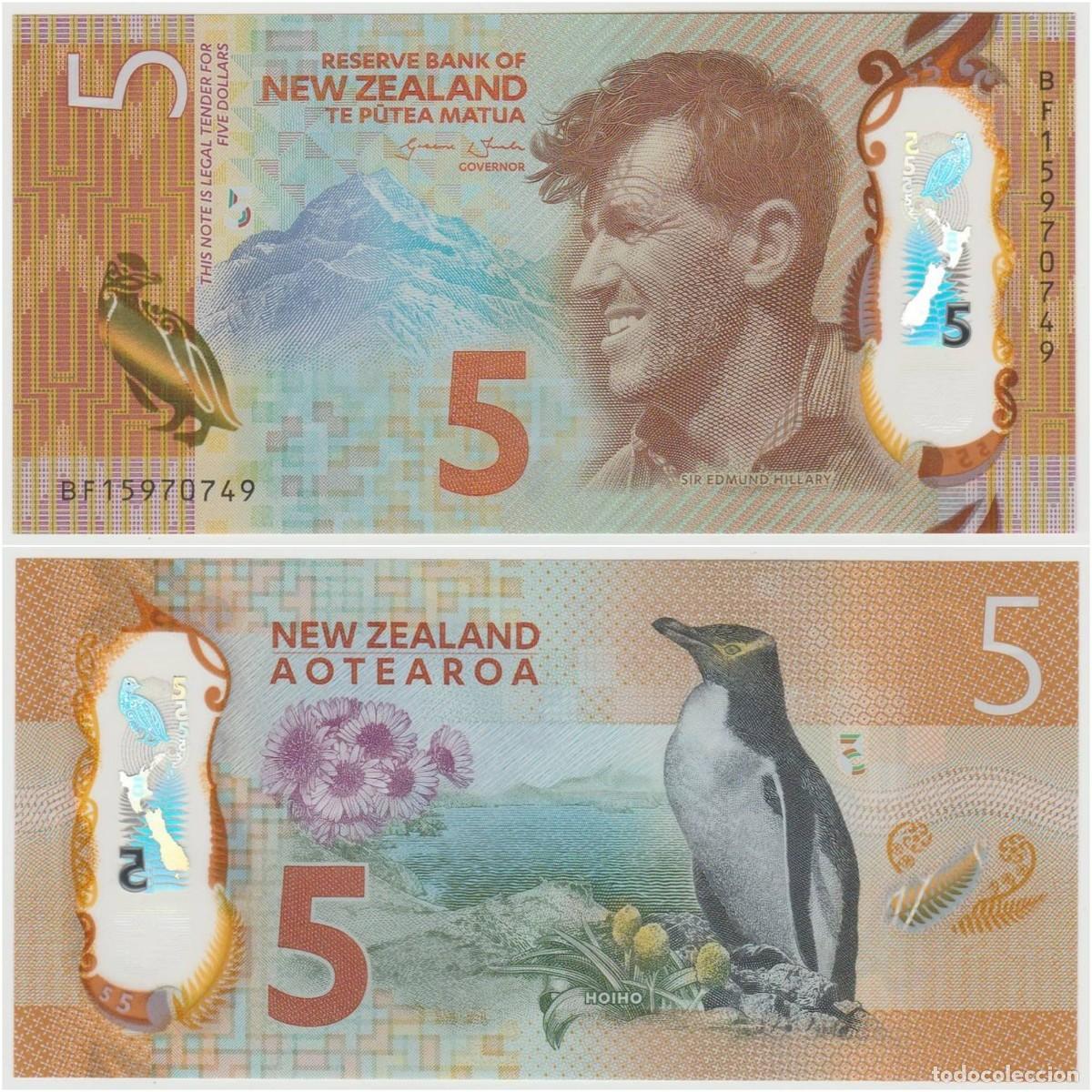 Billetes extranjeros: Nueva Zelanda 5 D&oacute;lares 2015 n/s BF15970749 Pol&iacute;mero Sin Circular (el billete de la foto)