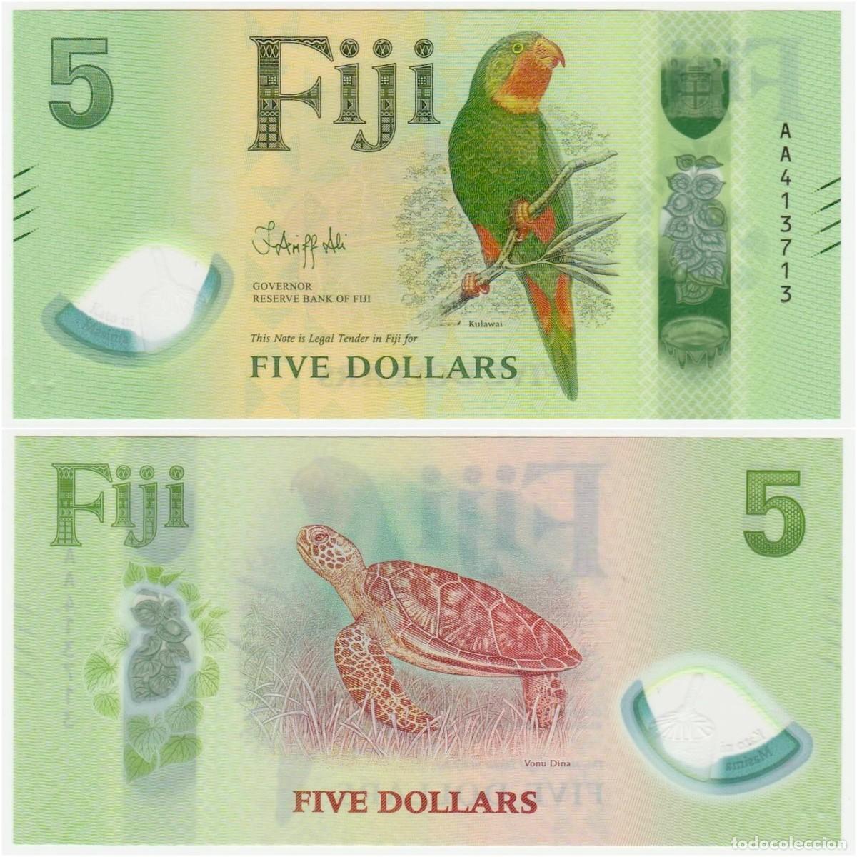 International Banknotes: Fiji 5 D&oacute;lares 2026 Pick 125 n/s AA413713 Pol&iacute;mero Sin Circular (el billete de la foto)