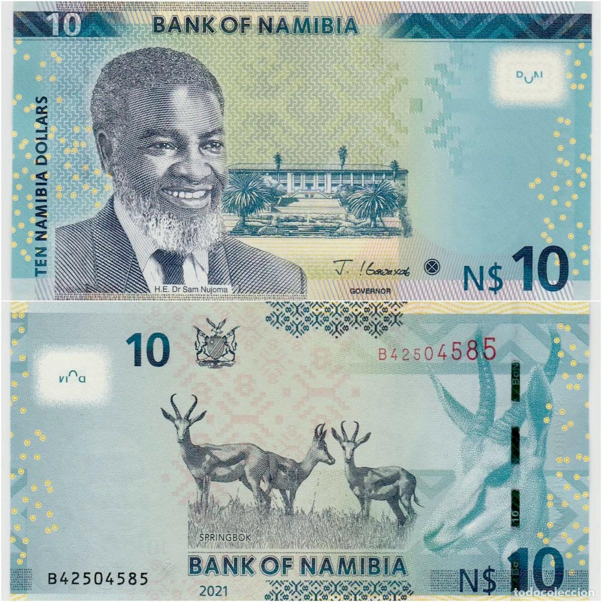 International Banknotes: Namibia 10 D&oacute;lares 2021 n/s B42504585 Sin Circular (el billete de la foto)