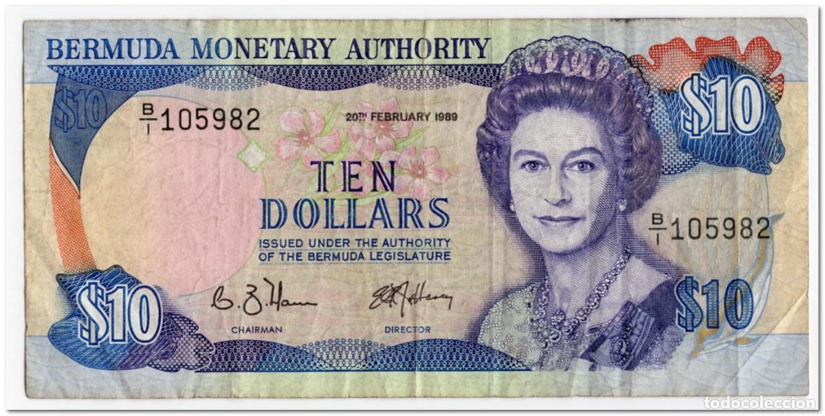 Billetes extranjeros: BERMUDA,10 DOLLARS,1989,P.36,FINE