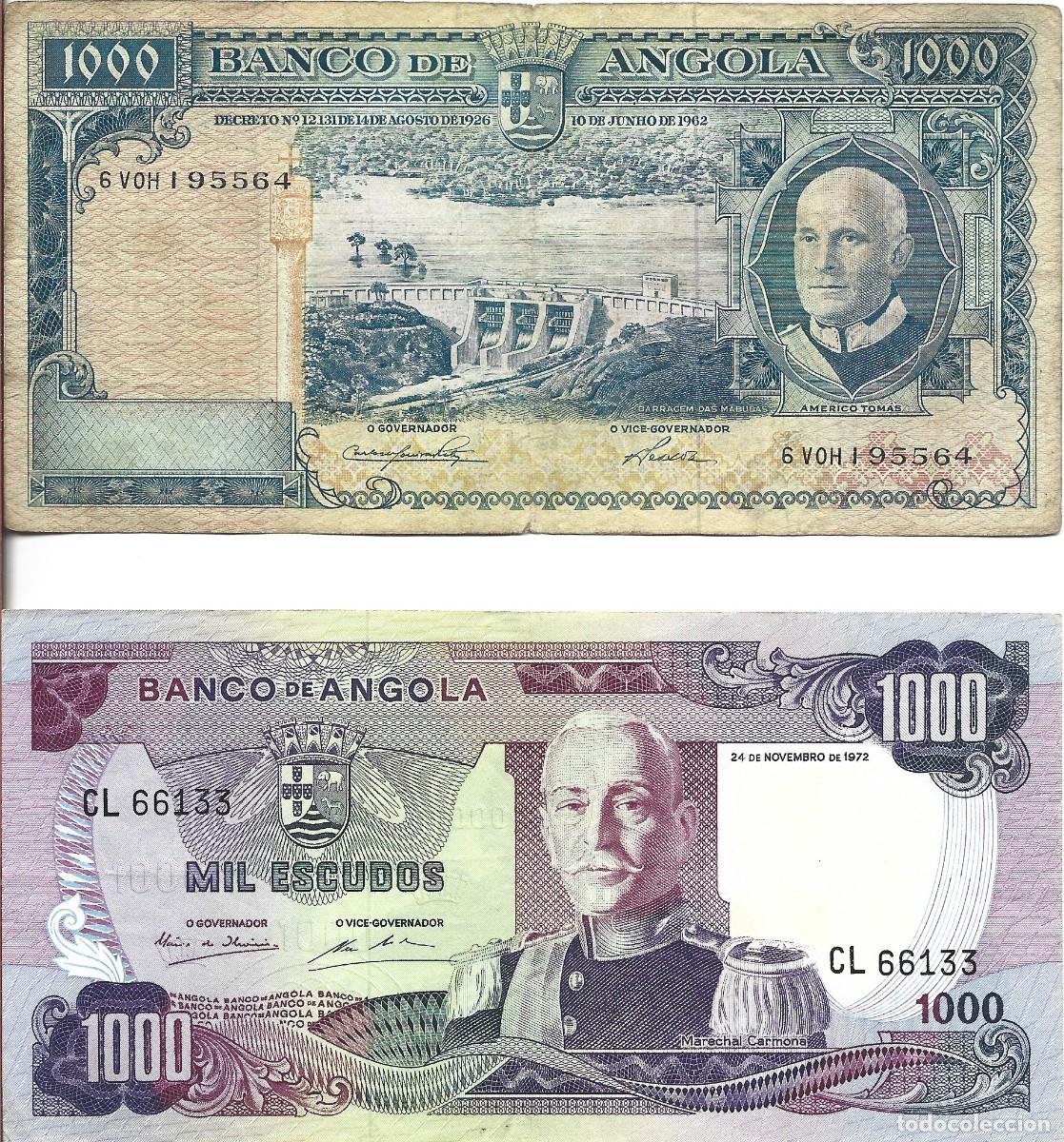 Billetes extranjeros: ANGOLA. Dos billetes de 1000 Escudos. A&ntilde;os 1962 y 1972.