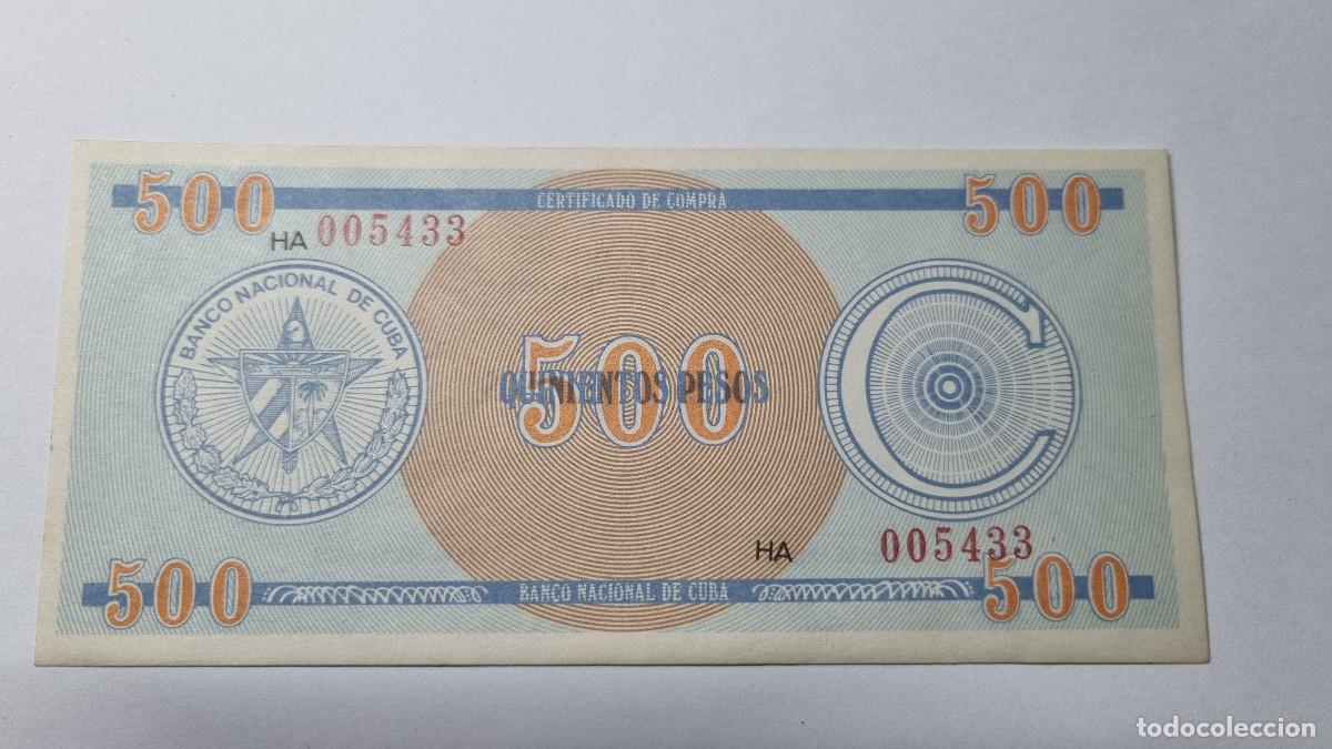 Billetes extranjeros: BILLETE CUBA 500 PESOS CERTIFICADO DE DIVISA, SERIE C.