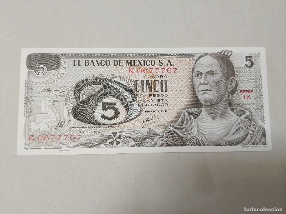 Billetes extranjeros: Billete M&eacute;xico, 5 pesos, a&ntilde;o 1969, UNC