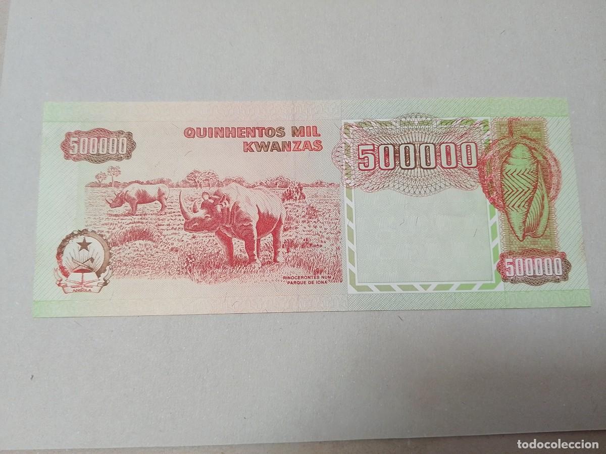 Billetes extranjeros: Billete de ANGOLA de 500000 KWANZAS del rinoceronte, a&ntilde;o 1991, UNC