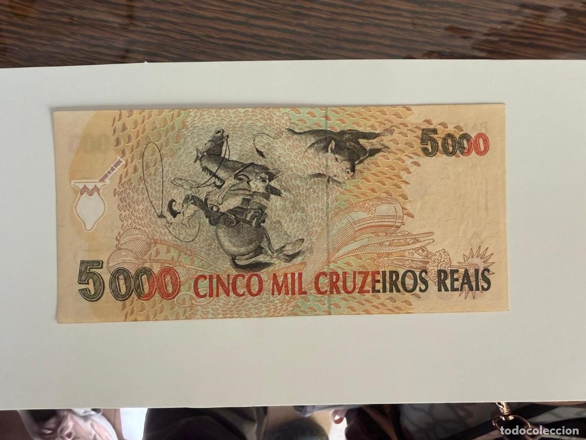 Billetes extranjeros: Billete Brasil, 5000 cruzeiros, a&ntilde;o 1993, UNC