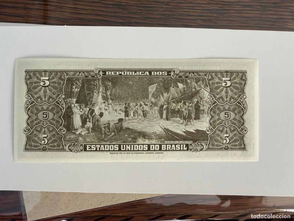 Billetes extranjeros: Billete Brasil, 5 cruzeiros, a&ntilde;o 1962, UNC
