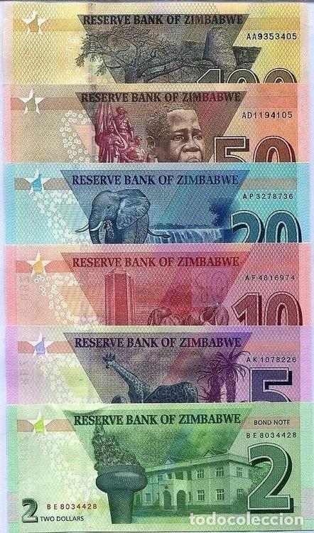 Internationale Banknoten: LOTE Zimbabwe 2-100 Dollars UNC