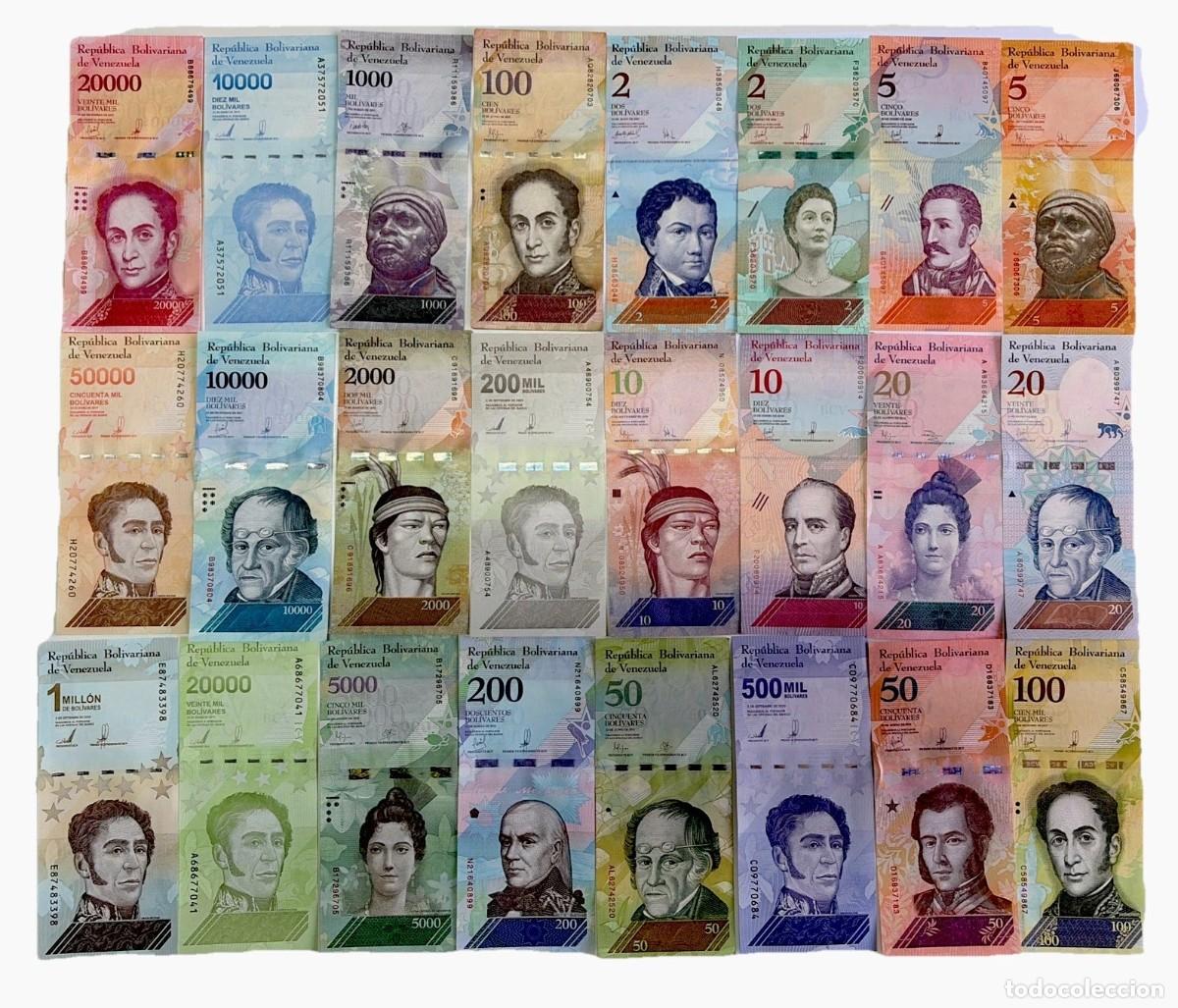 Billetes extranjeros: Colecci&oacute;n De 24 Billetes De Venezuela 2 Bolivares a 1 Mill&oacute;n UNC