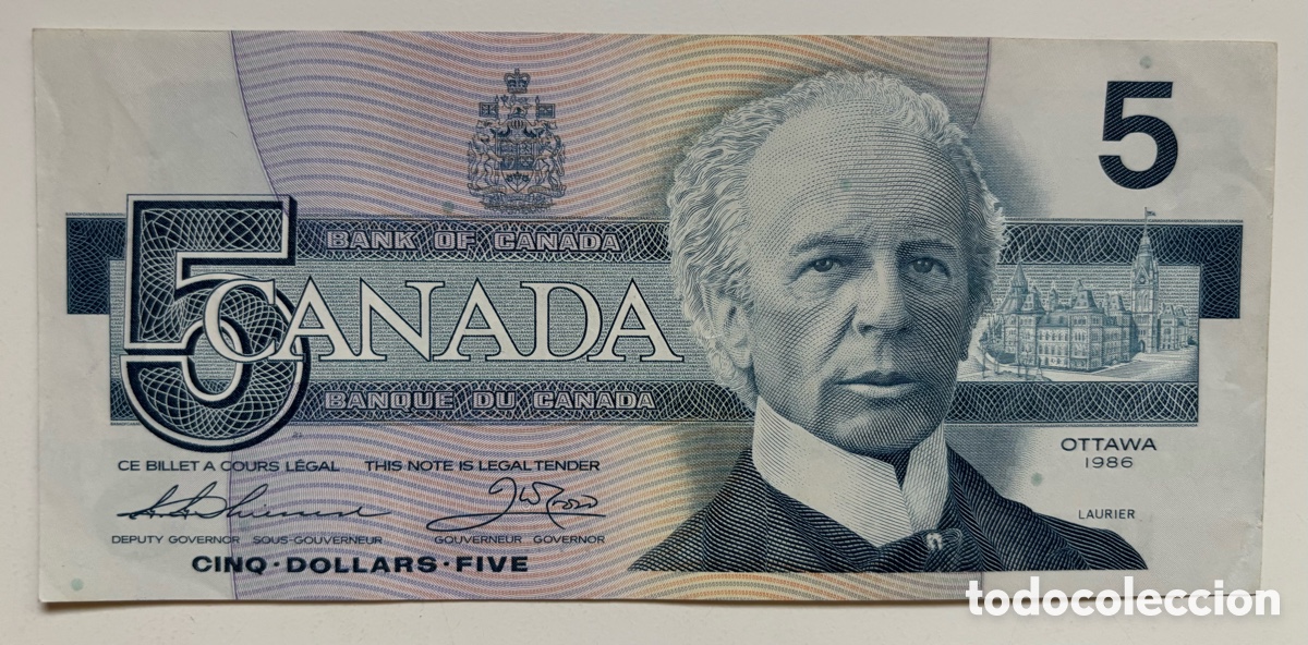 Billetes extranjeros: Billete CANADA 5 Dolares 1986. Ottawa Dollars