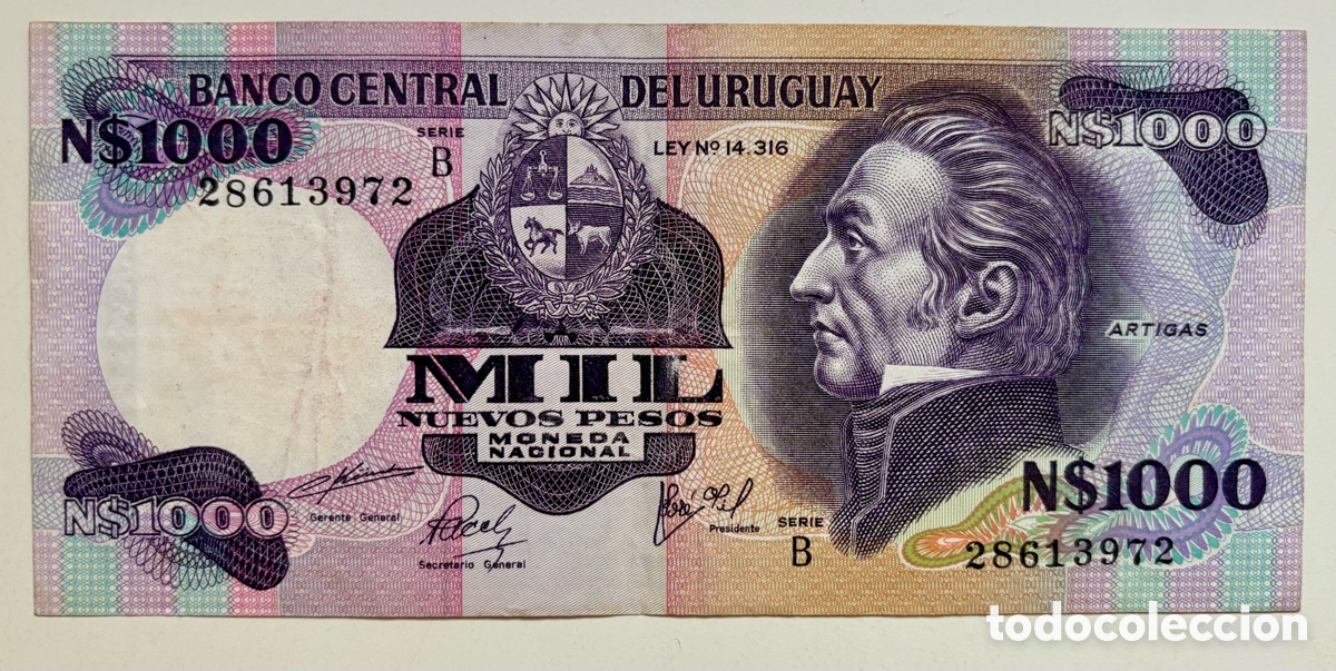 Billetes extranjeros: Billete URUGUAY 1000 Pesos (1981)