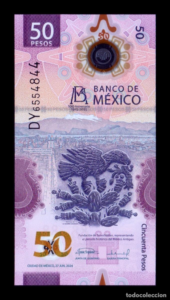 Billetes extranjeros: M&eacute;xico 50 Pesos Conmemorativo 27.06.2024 (2025) Pick 138(3) Sc Unc